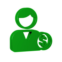 Green Buyer icon isolated on transparent background.