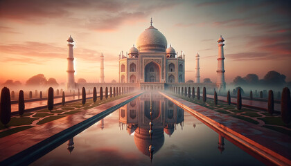 Golden Dawn at the Taj Mahal - obrazy, fototapety, plakaty