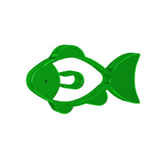 Green Fish icon isolated on transparent background.