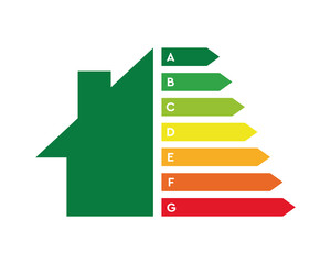 Energy efficiency house sign - vector illustration. Rating of efficient energy consuming.