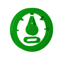 Green Motor gas gauge icon isolated on transparent background. Empty fuel meter. Full tank...