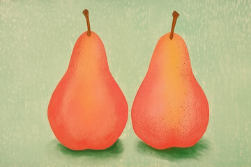 Deliciously ripe red pears, a vibrant pop of color against a green backdrop