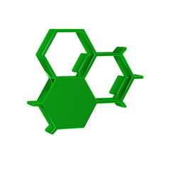Green Molecule oil icon isolated on transparent background. Structure of molecules in chemistry.
