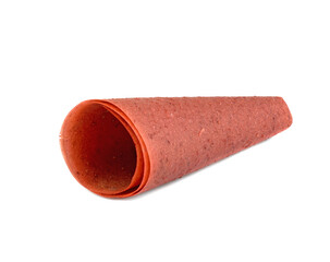 Isolated sweet pureed fruit pastila on a white background