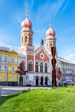 View of the Great Synagogue in Pilsen. It is the second largest synagogue in Europe. Pilsen, West Bohemia, Czech Republic