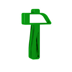 Green Hammer icon isolated on transparent background. Tool for repair.