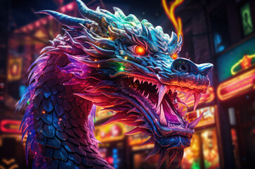 a dragon in neon shades