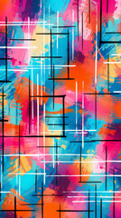 Grid Colorful modern hand drawn trendy abstract pattern