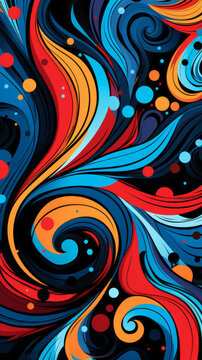 Graphic-Style Colorful Modern Hand-Drawn Trendy Abstract Pattern