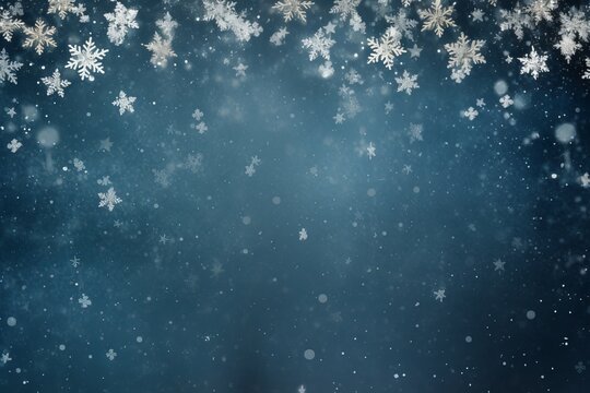 Falling Snow Flakes on blue background