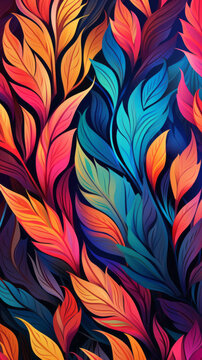 Foliage Colorful modern hand drawn trendy abstract pattern