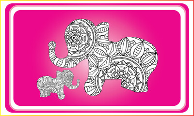 Baby elephant with mandala design. Clip art isolated on white background..Kids: Elephants: Advanced Coloring Pages for Teenagers, Tweens, Older Kids, Boys Girls, Detailed Zendoodle Animal  Stress