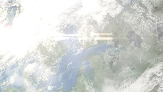 Zoom in from space and focus on Epinal, France. 3D Animation. Background for travel intro. Elements of this image furnished by NASA