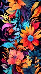 Flora Colorful modern hand drawn trendy abstract pattern