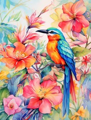 Nature's Art: Colorful Blooming Flora and Fauna.