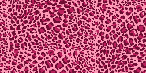 Seamless background in retro style. Animal print in red and pink tones. 90s aesthetics. Vintage. - obrazy, fototapety, plakaty