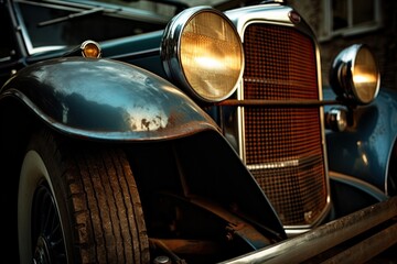 Old timer car. Classic car. Front view. Generative Ai