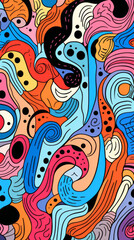 Doodle-Style Colorful Modern Hand-Drawn Trendy Abstract Pattern