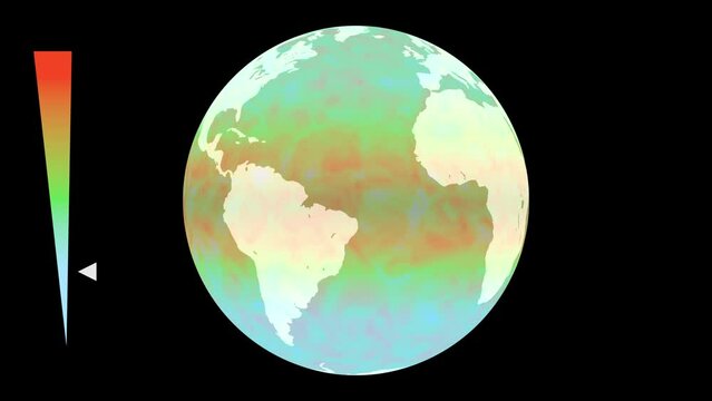 global warming planet heat map 3d animation. Can be used to represent climate change, green house effect, co2 emissions or windy map temperature data