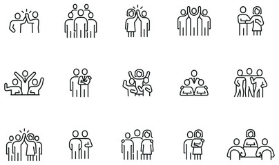 Vector Set of linear Icons Related to Harmony to Relationships, Interaction, Join Development and Equality. Infographics Design Elements - part  4