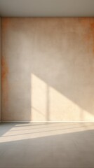 Natural grey concrete room with soft lighting for product rendering or backgrounds.