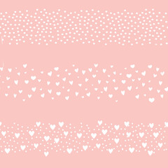 Romantic seamless pattern with hearts and polka dots. Love Valentine's day seamless background. Love heart tiling backdrop.
