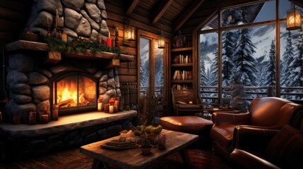 Home's Hearth: Cozy Indoor Ambiance with Wood Flames