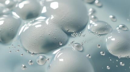 Foam bubbles. Abstract white soapy foam texture. shampoo foam with bubbles. Face cleansing mousse sample.