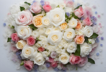 Collection of white and light pink polished refined flowers