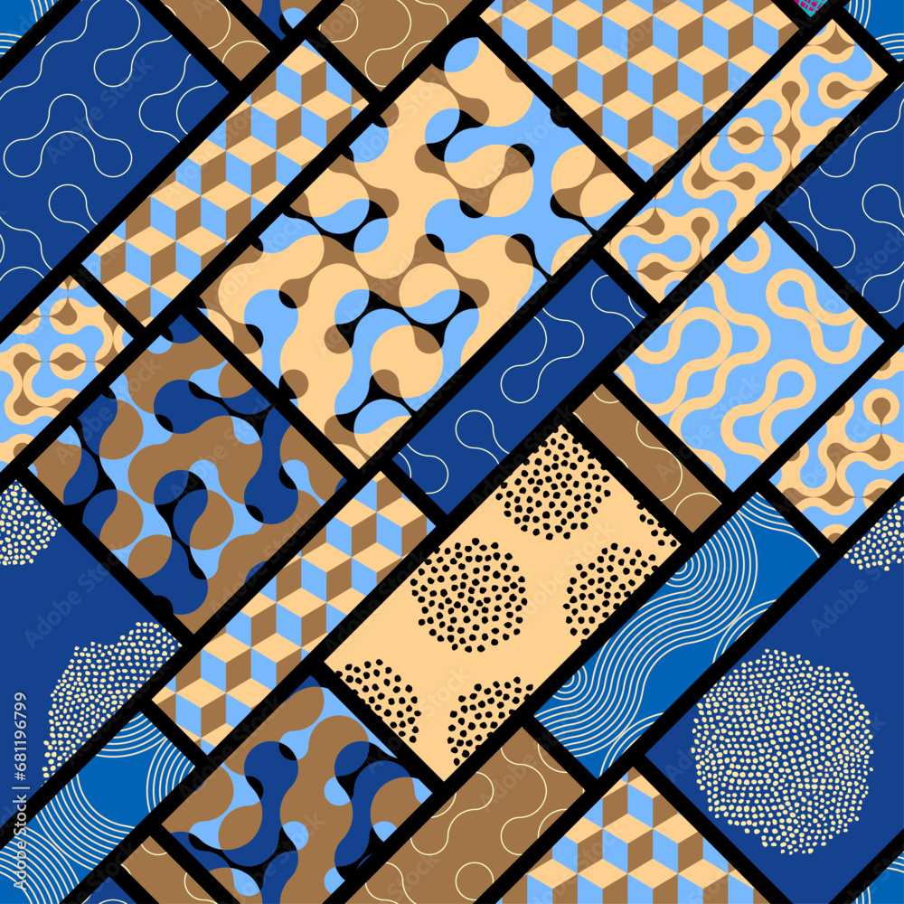 Poster Geometric abstract pattern retro style. Seamless vector pattern.