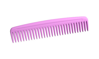 Pink comb. Accessory in the style of a cartoon. Isolated cute clipart on a white background. 3d rendering