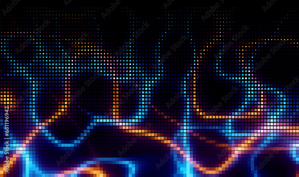 Poster pixilated abstract energy background. halftone effect. vector image.