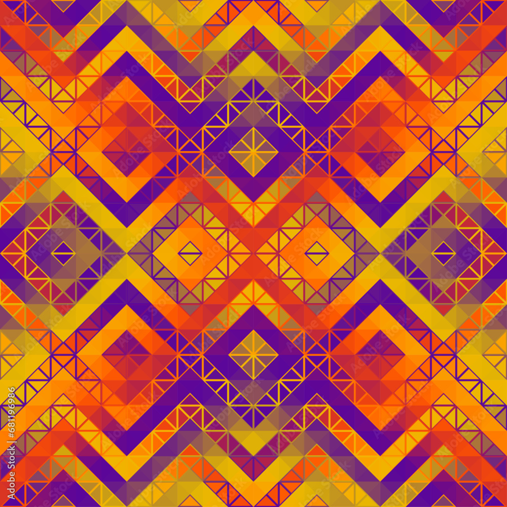 Poster colorful aztec fabric, wallpaper and home decor. abstract seamless tileable pattern. triangles aztec
