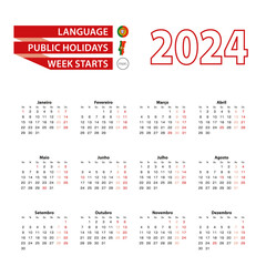 Calendar 2024 in Portuguese language with public holidays the country of Portugal in year 2024.