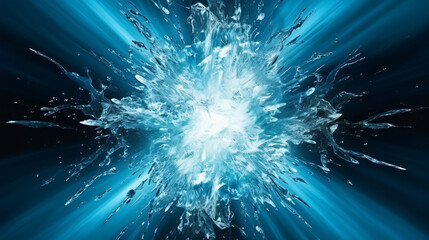 Abstract background, explosion of water and ice from the center - obrazy, fototapety, plakaty
