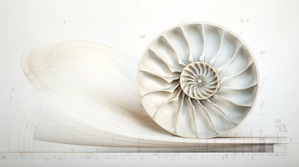 Foto op Plexiglas Nautilus spiral fibonacci pencil drawing, wallpaper © IgitPro