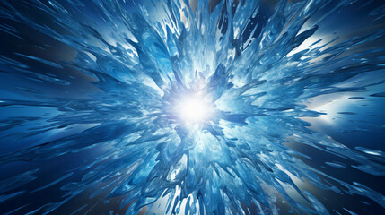 Fototapeta premium Abstract explosion of ice and water from the center design, background