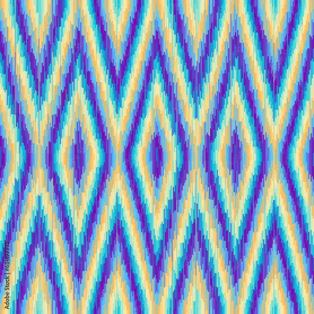 Poster Seamless striped pattern in Aztec style. Folk embroidery.. Aztec ikat style. Seamless vector image. Thin lines