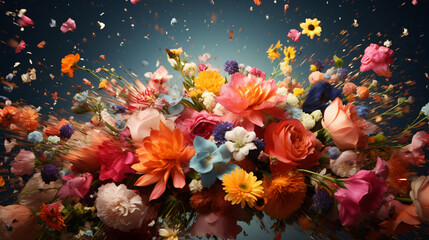 Fototapeta na wymiar Colorful flower explosion background