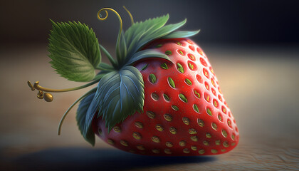 Red strawberry fresh fruit seeds AI generated