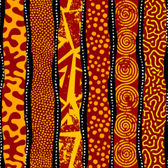 Grunge Geometric Vector Seamless Pattern made in ethnic style. African traditional design. Creative boho pattern.