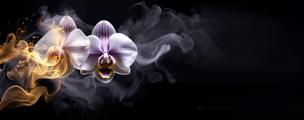 beautiful silver gold pearl black petals purple orchid branches of dark colors transparent petals...