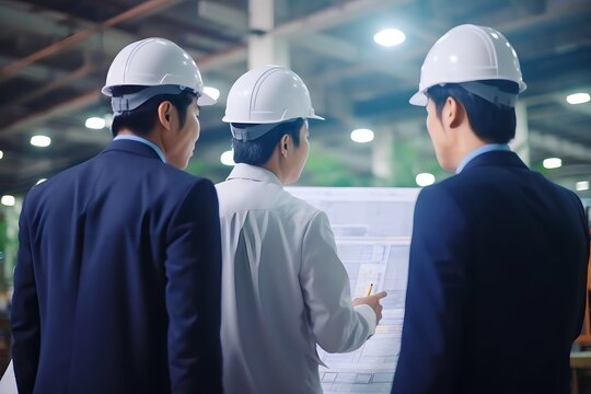 Asian engineering team having meeting discussing planning with whiteboard, presenting work flow