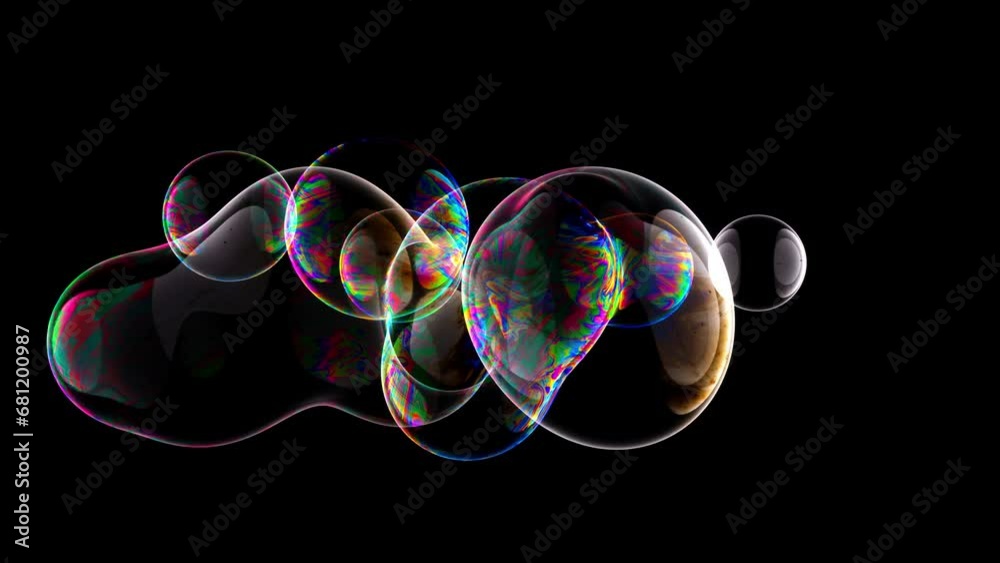 Wall mural 3d render of abstract art loop video animation of surreal soap bubbles balls spheres glass drops wat