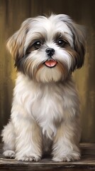 Naklejka na ściany i meble A Shih Tzu portrait captures the breed's friendly disposition, expressive eyes, and the enchanting