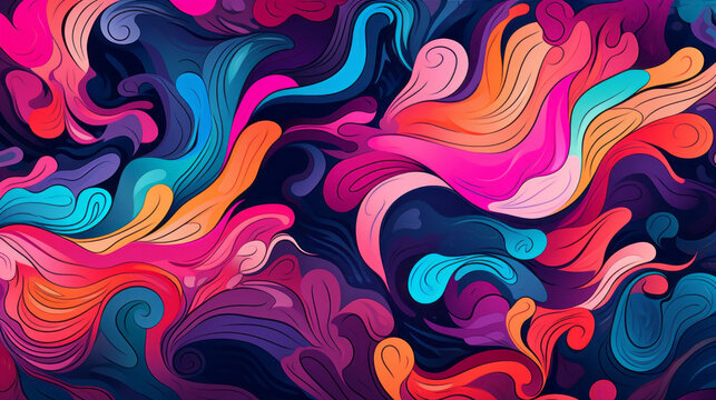 Colorful modern hand drawn trendy abstract pattern