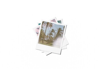 Mockup of three customizable instant camera prints with plain and transparent background