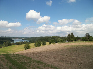 Beautiful view of Ostrzyckie Lake in Wiezyca Region, Poland
