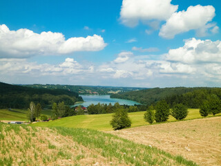 Beautiful view of Ostrzyckie Lake in Wiezyca Region, Poland