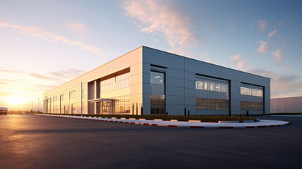 Fototapeta na wymiar A modern logistics warehouse building structure.